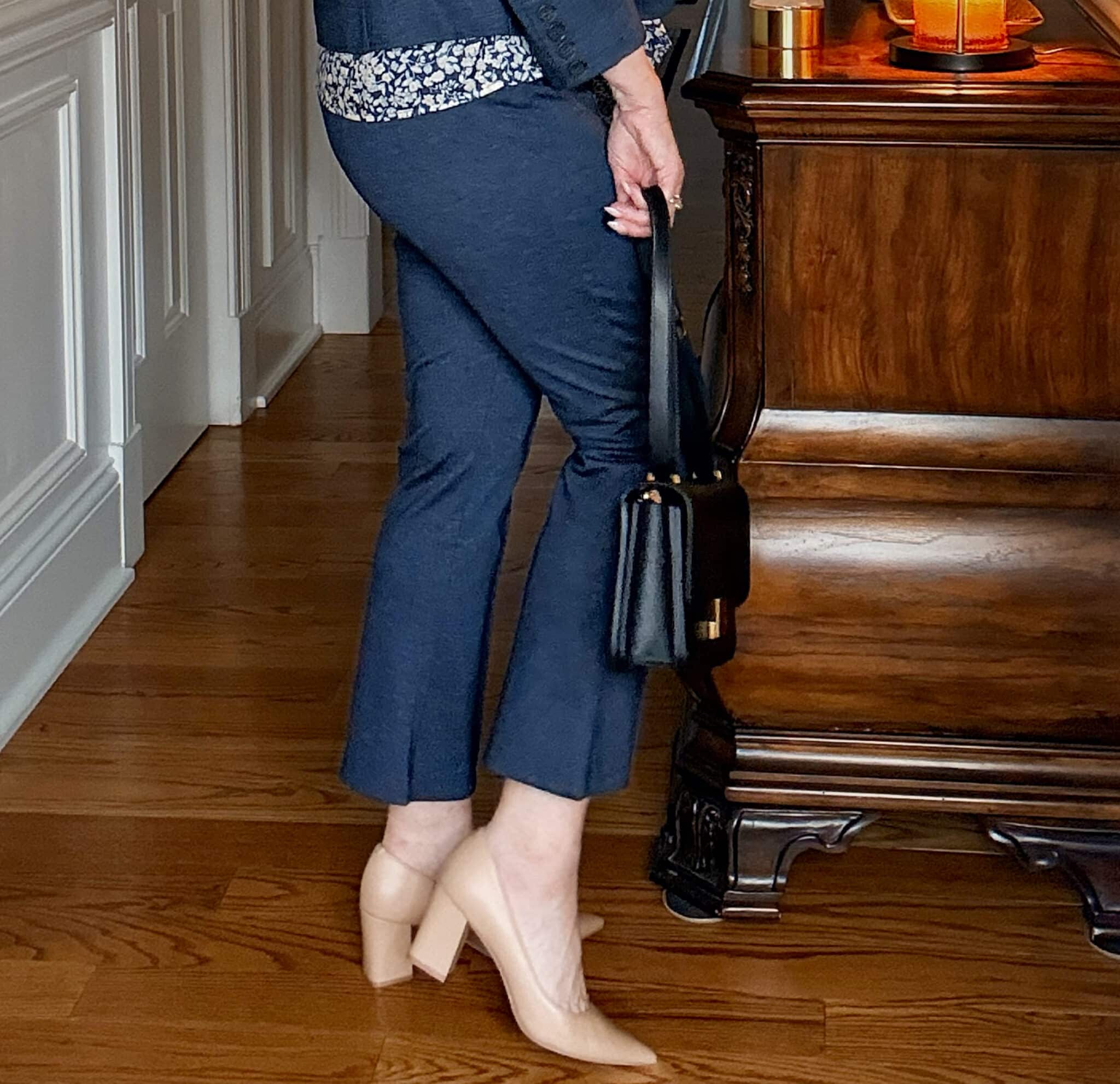 Tania wearing knit crop flares from Nordstrom