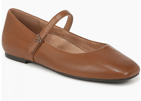 brown vionic alameda mary jane flat