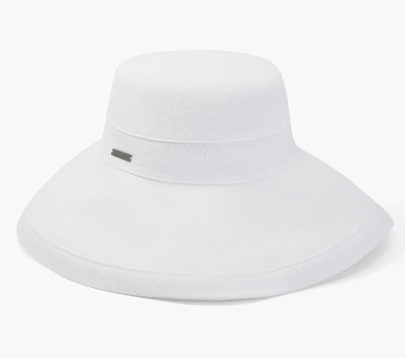 wide brimmed bucket hat in white