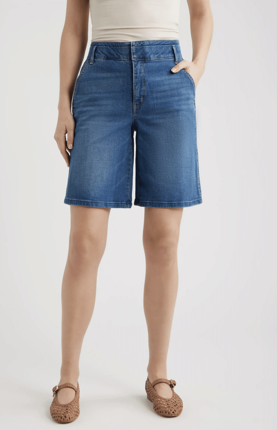 Wit & Wisdom High Waist Relaxed Denim Shorts