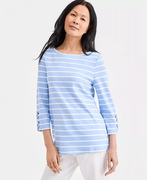 STRIPED LIGHT BLUE TOP FROM MACY'S