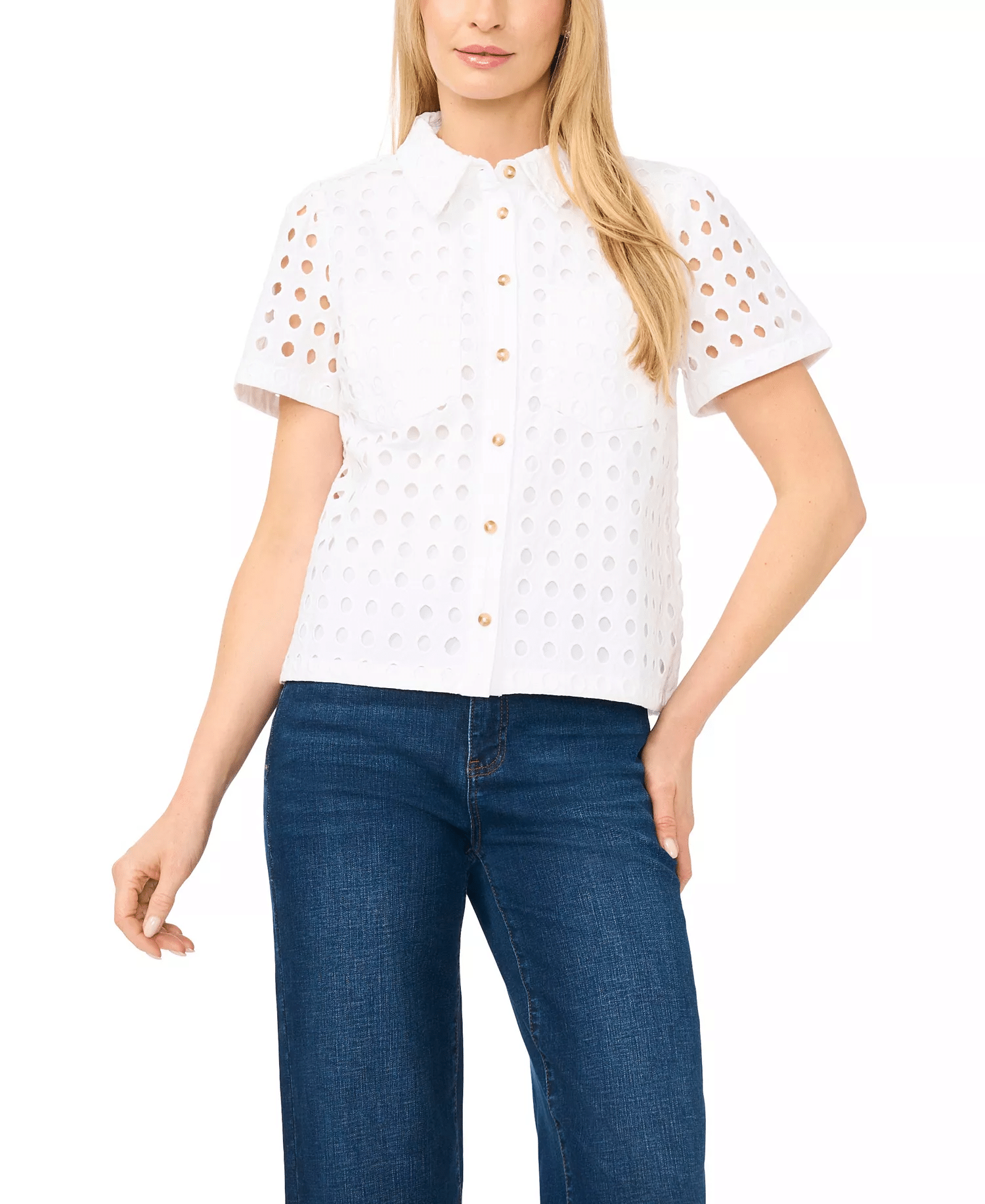 Eyelet Button-Down Top MACY'S NEW SPRING FASHION ARRIVALS