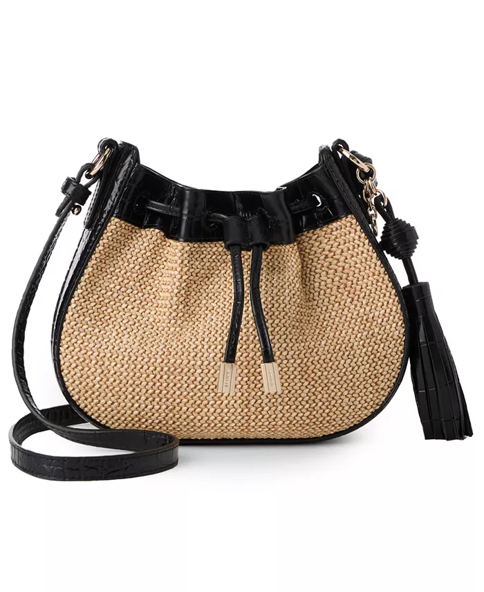 BRAHMIN Eliana Folsom Mini Raffia Drawstring Crossbody Bag
