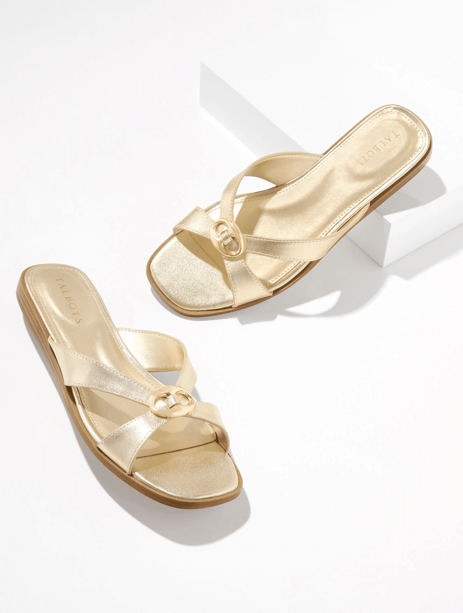 gold micro wedge sandals