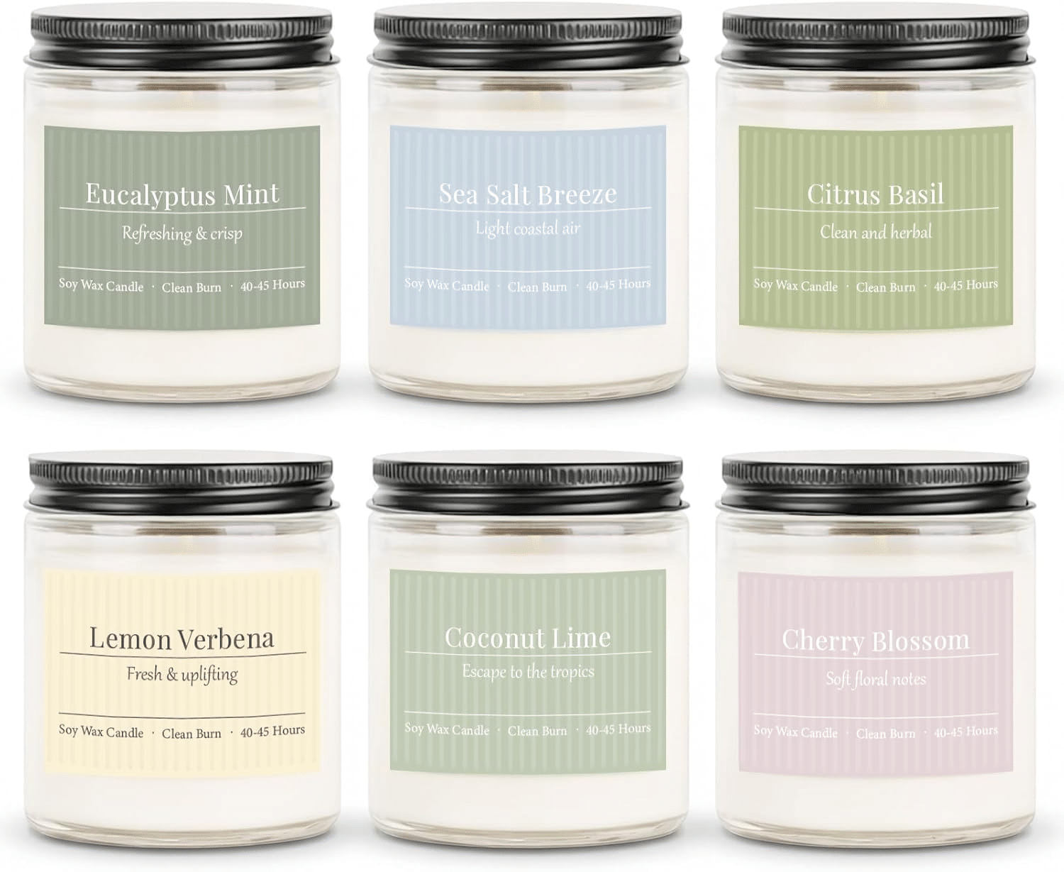 Soy Wax Candles, Pack of 6