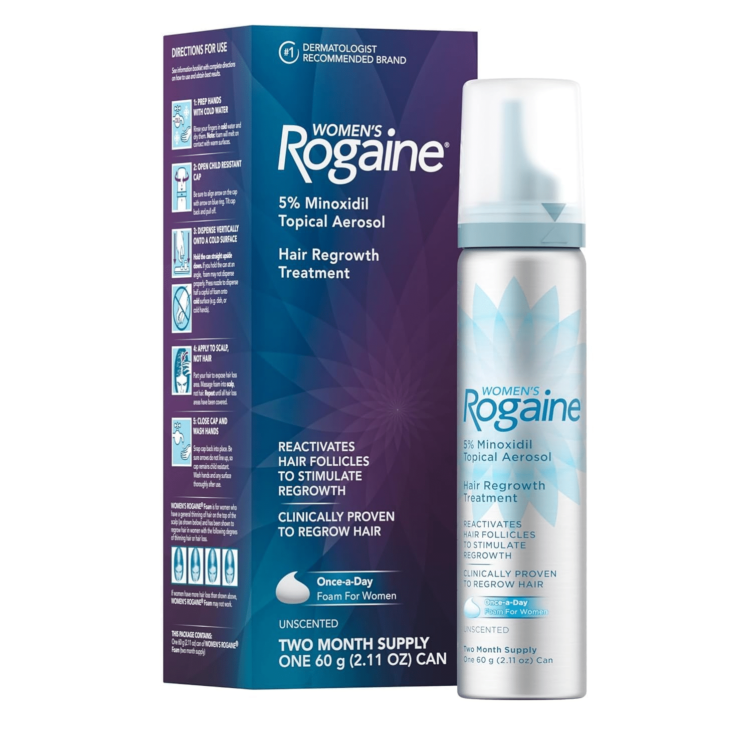 Rogaine 5% Minoxidil Foam, Topical Once-A-Day Hair Loss Treatment for Women