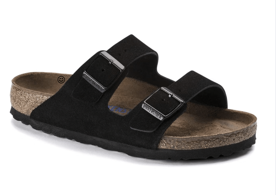 Black Birkenstock two strap sandal.