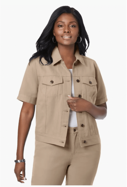 Jessica London Short Sleeve Denim Jacket