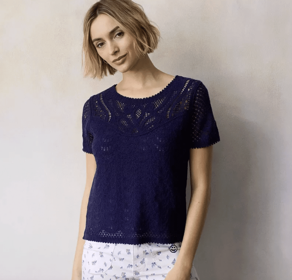 blue lauren conrad crochet sweater top