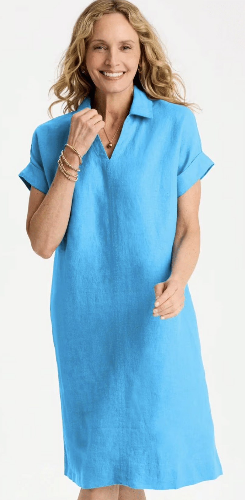 turquoise linen colored dress from chico's.