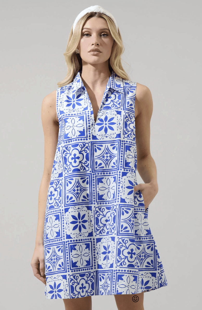 Sugarlips Arbor Tile Lexya Collared Shift Mini Dress