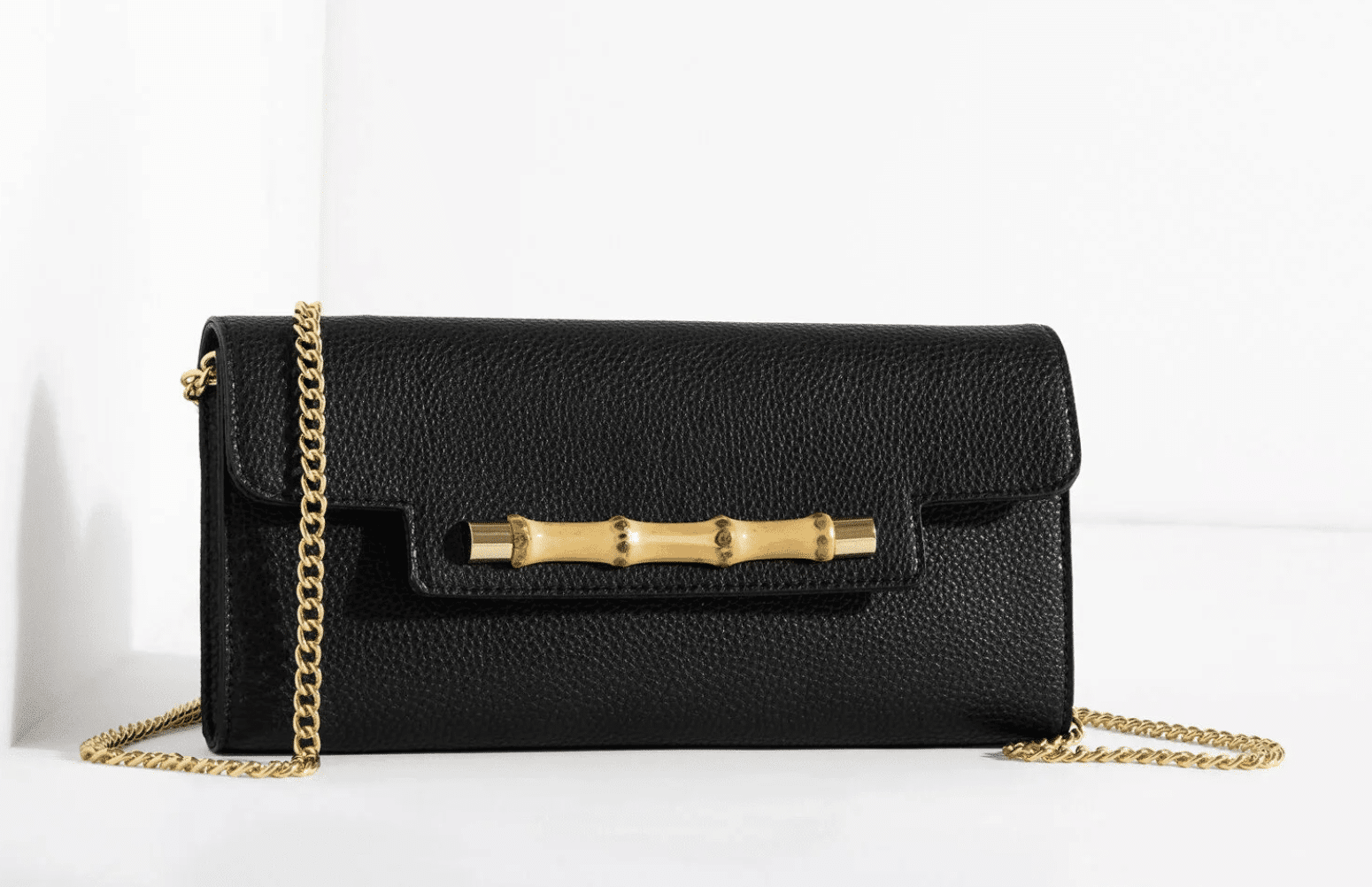 pebble leather bamboo clutch