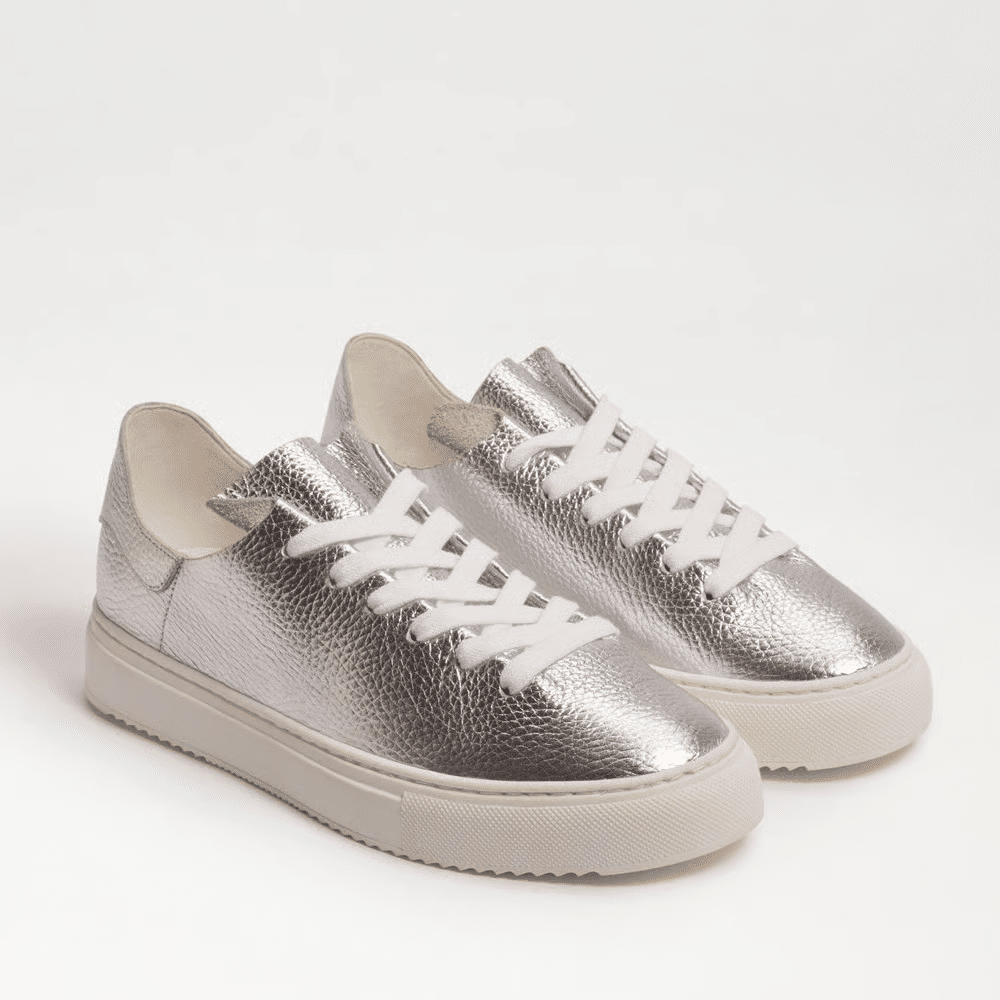 metallic classic lace up sneakers