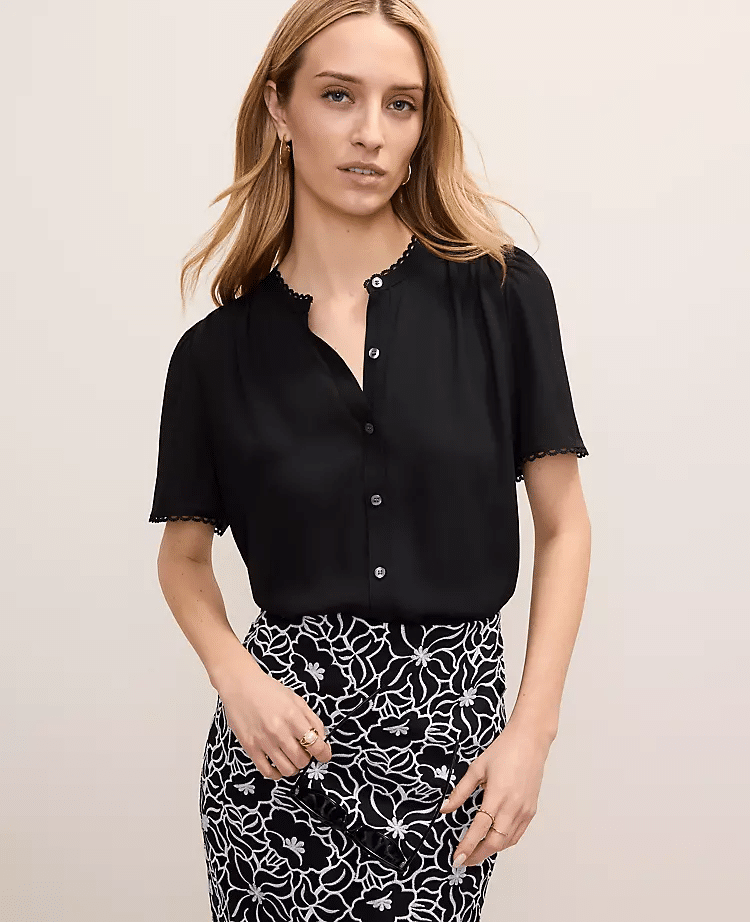 black lace trim top