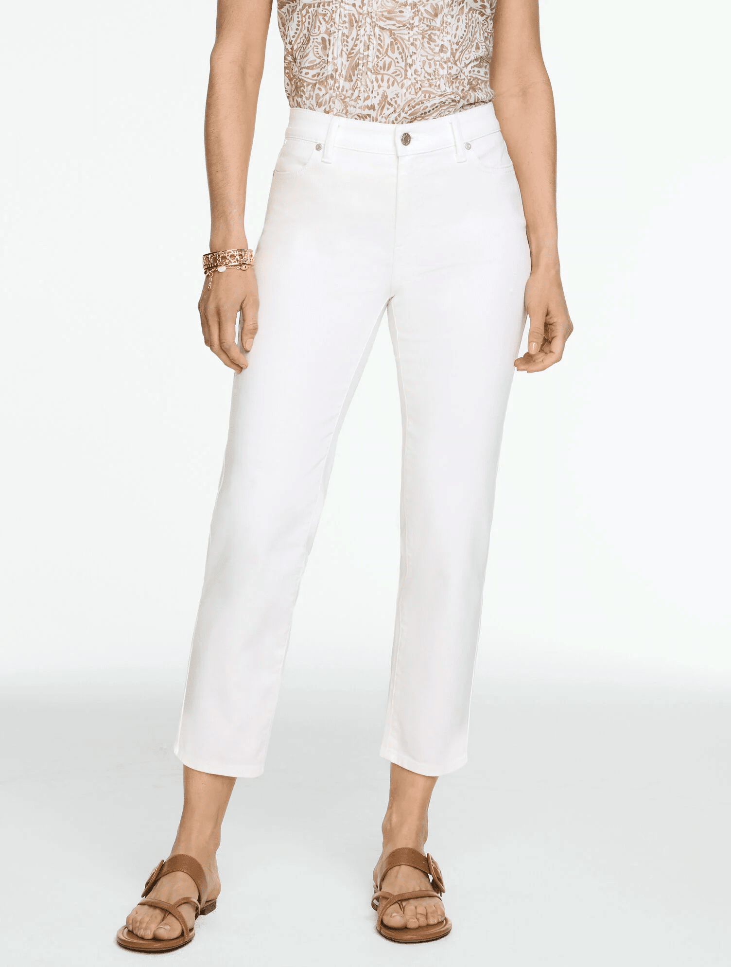 straight crop jeans in white