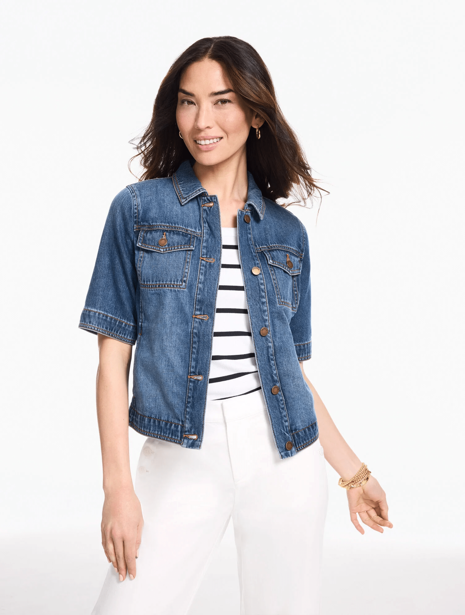 Talbots Short Sleeve Jean Jacket - Medium Wash