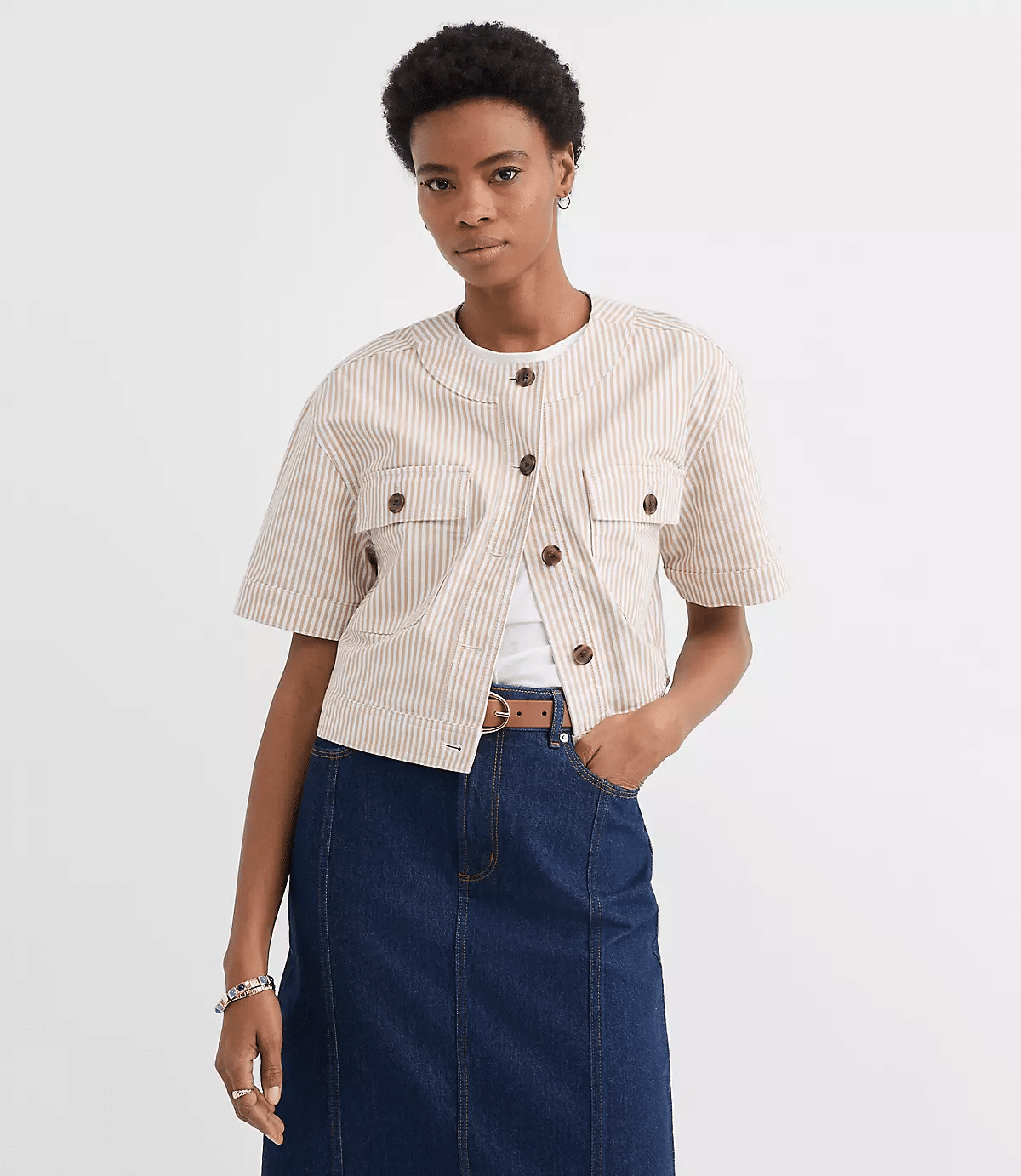 Loft Striped Short Sleeve Jacket
