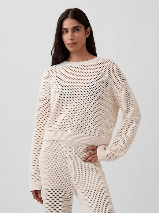 Gap crochet sweater top in white
