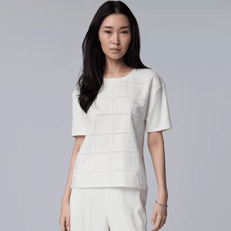 vera wang crochet front top in white