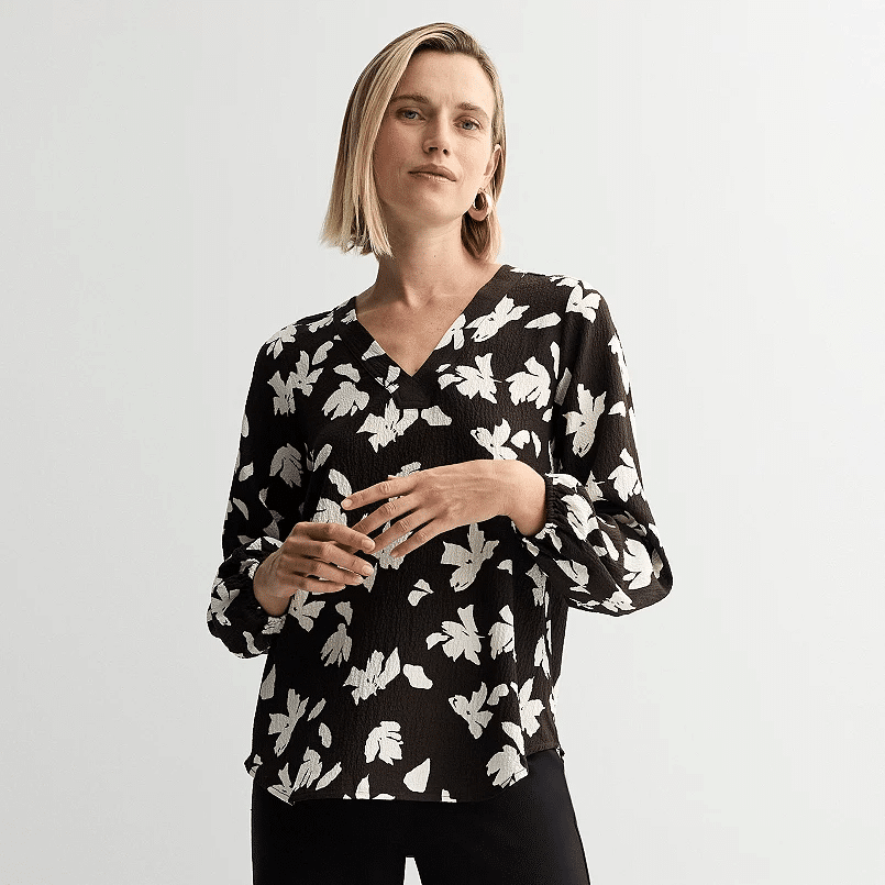 black and white long sleeve tunic