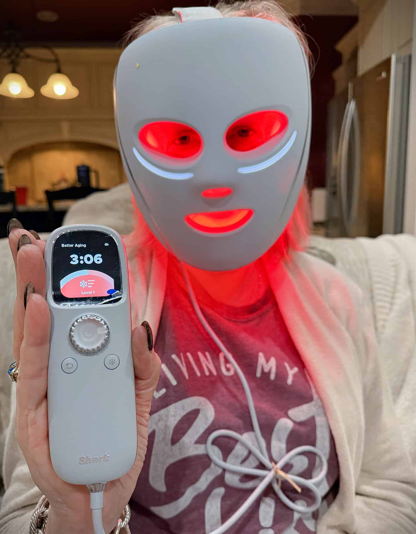 Tania using her Sharkninja CryoGlow Mask