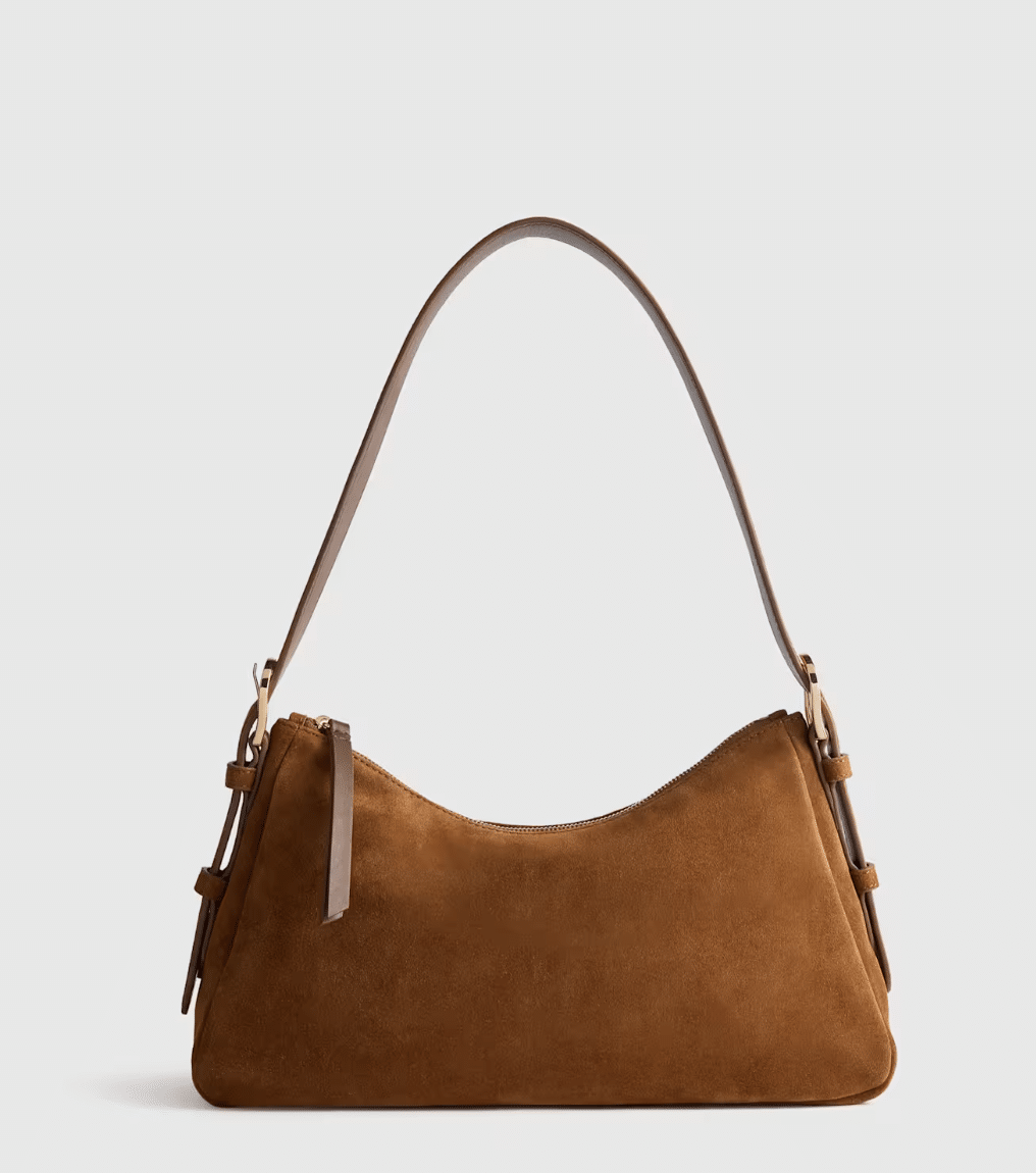 italian suede small shoulder bag from quince