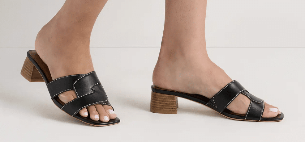 italian leathe 35mm wood block heel mules