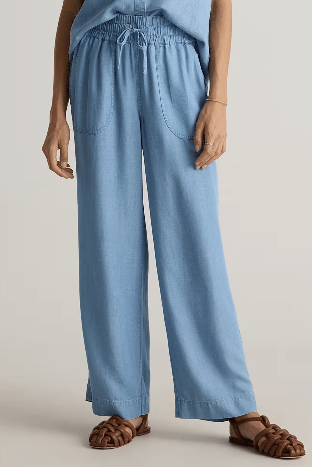 quince pull-on tencel chambray pants