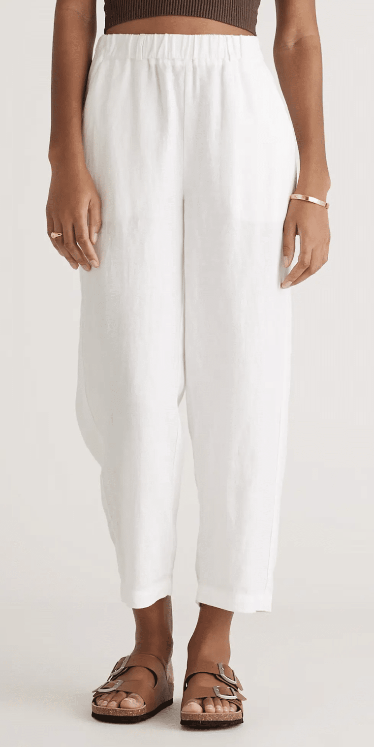 white linen pants from quince