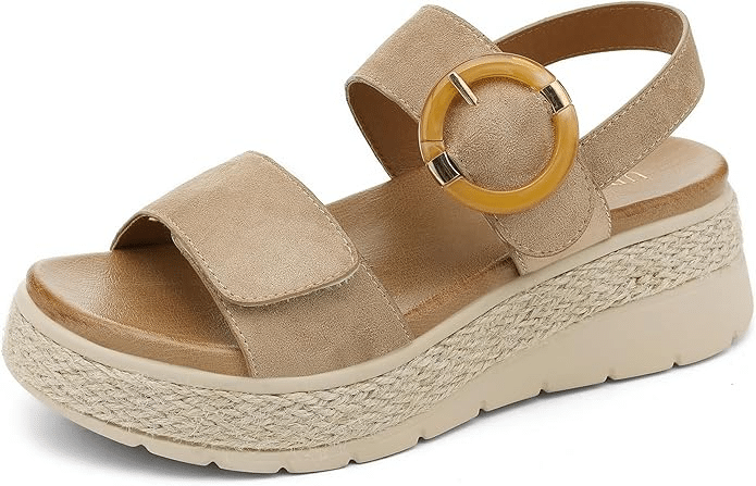 UBFEN Womens Espadrille Platform Sandals Low Wedge Heel, Amazon Prime Day Fashion Deals