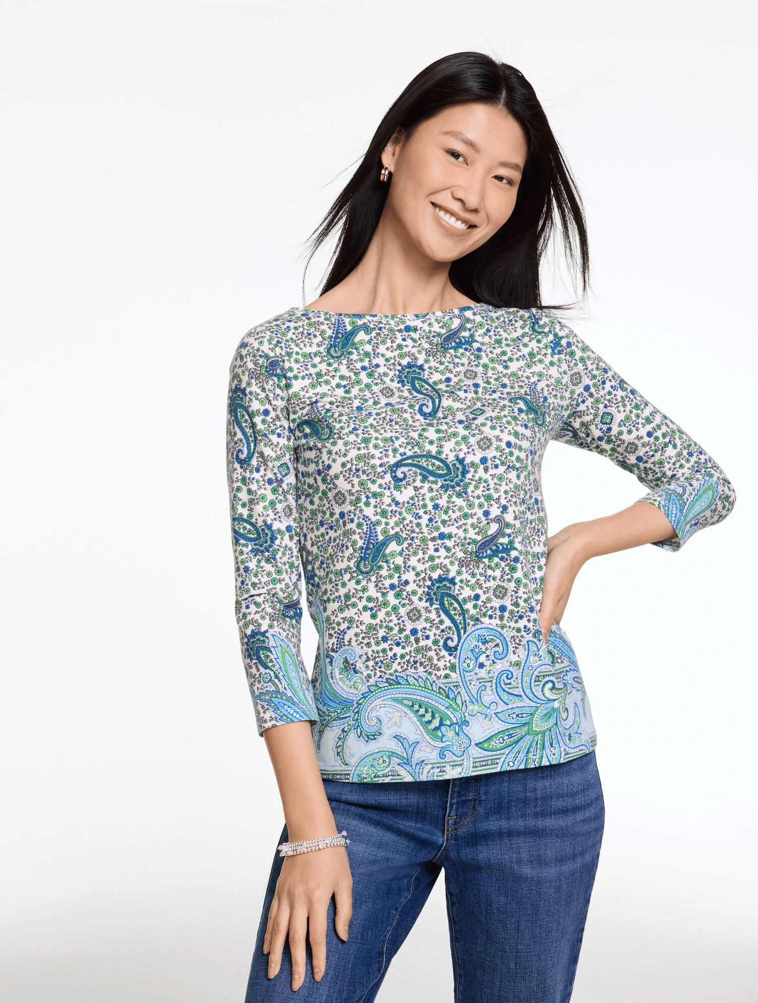 paisley bateau-neck tee from talbots