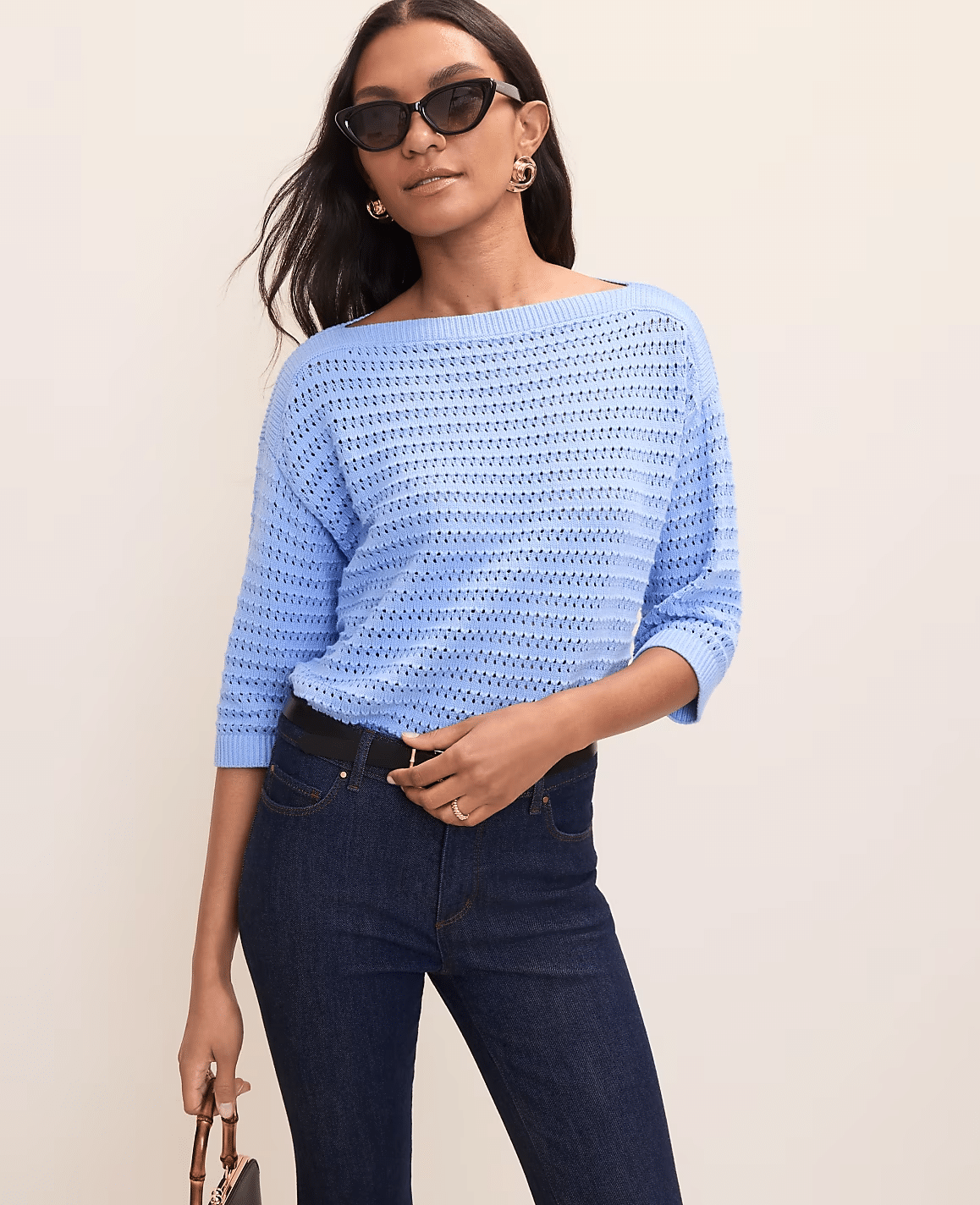 ann taylor blue boatneck sweater