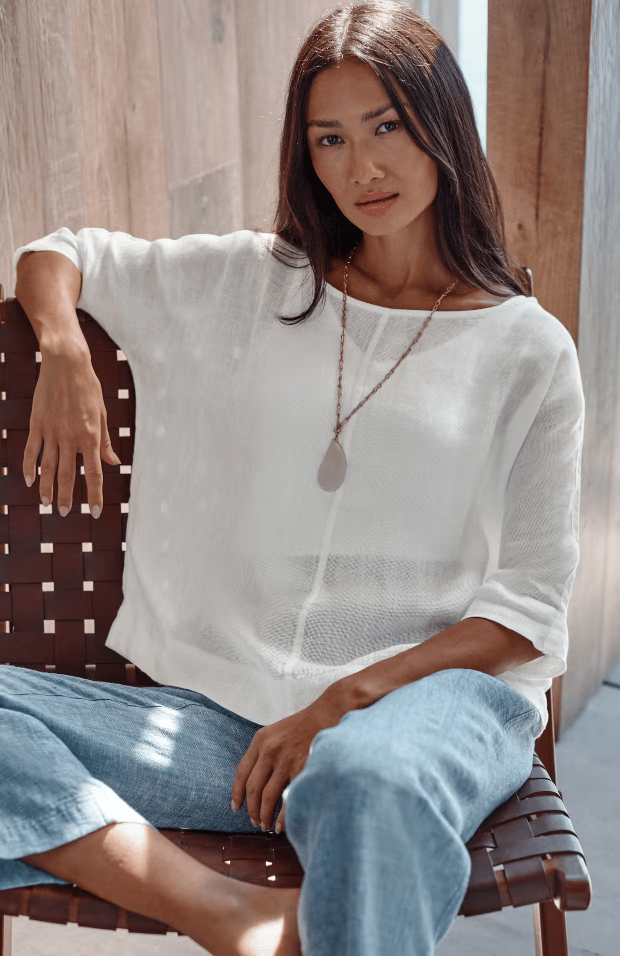sheer linen popover top from jjill in white
