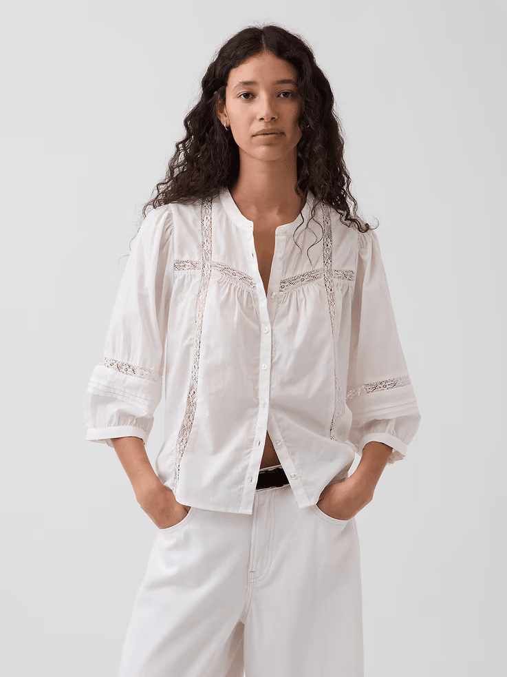 Lace trim swing top in white from Gap