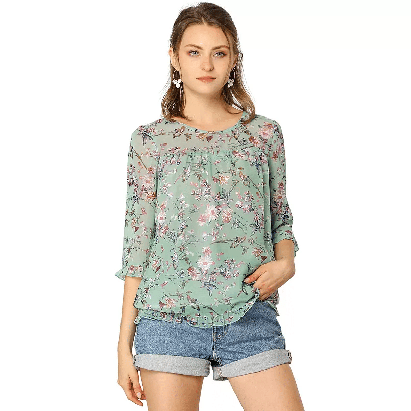 floral chiffon blouse from kohl's in pale green