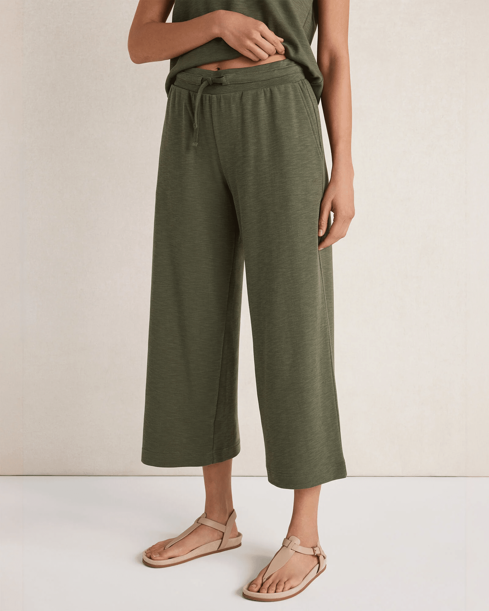green organic cotton interlock pants from Talbots