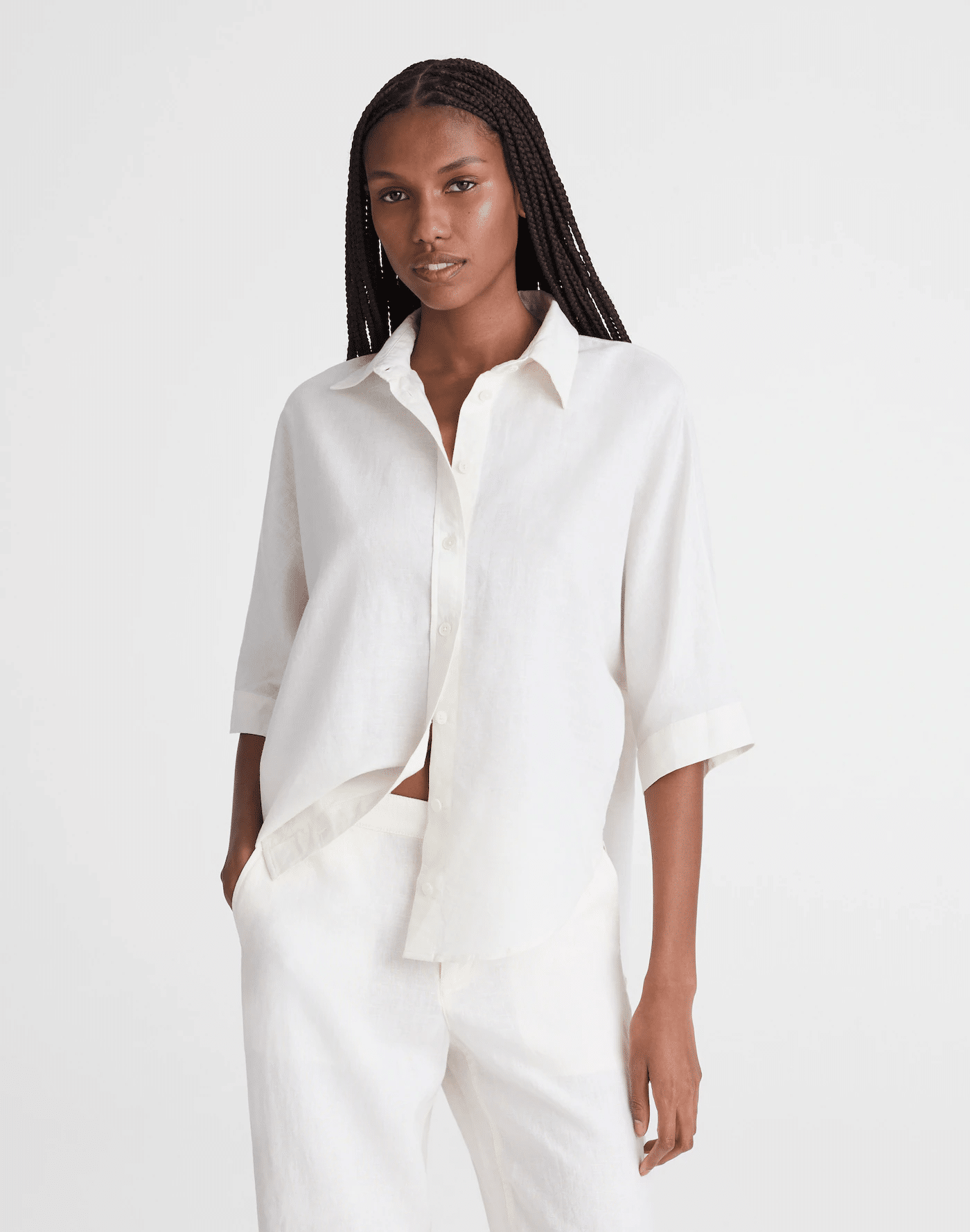 Madewell Relaxed Pleate Sleeve Button Up Shirt