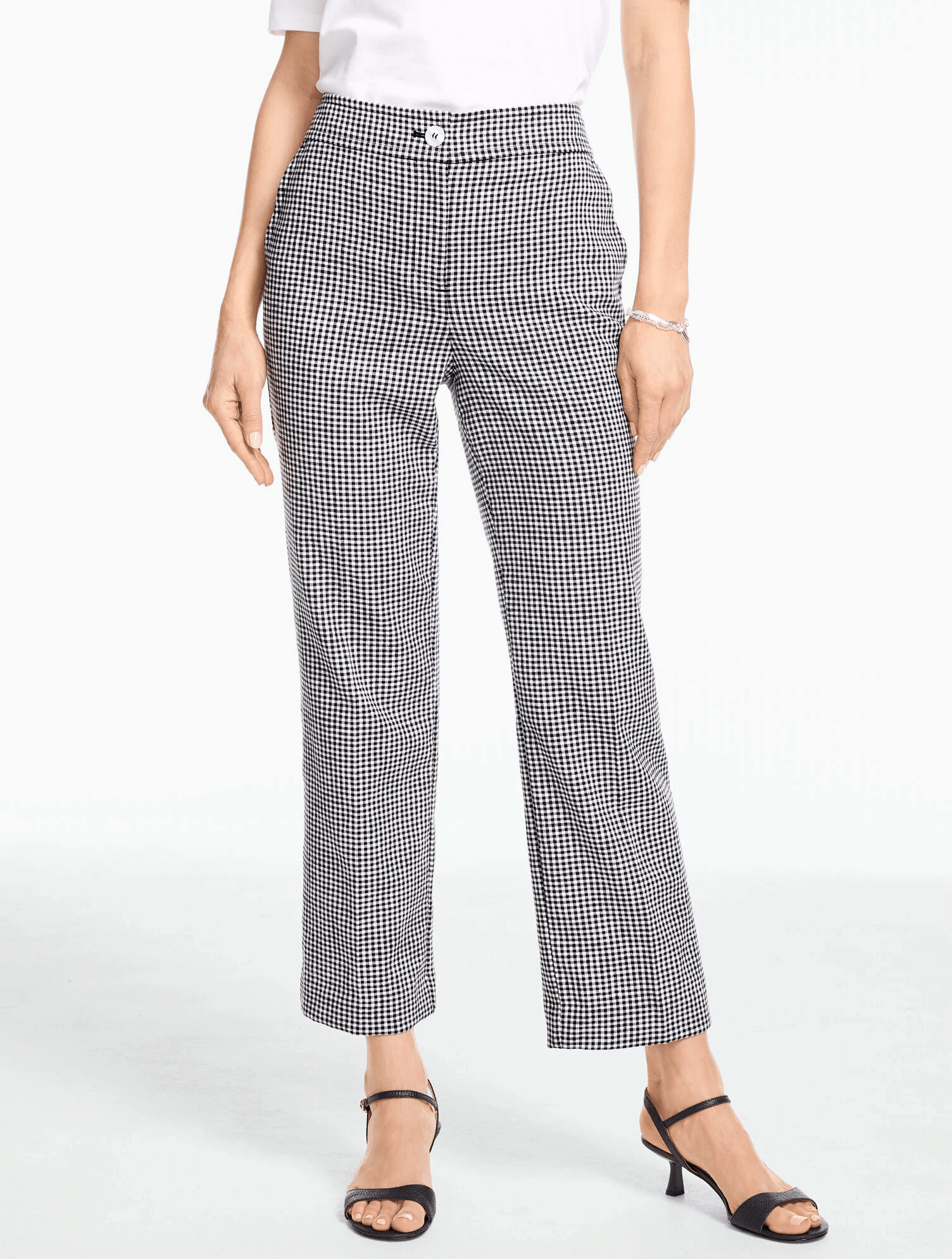 Talbots linen straight ankle pants in gingham