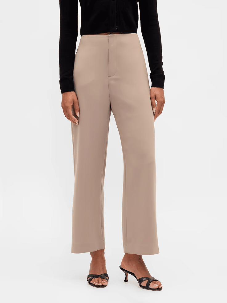 gap high rise twill straight ankle pants