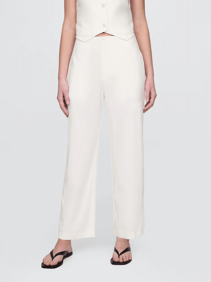 Gap linen blend relaxed straight ankle pants