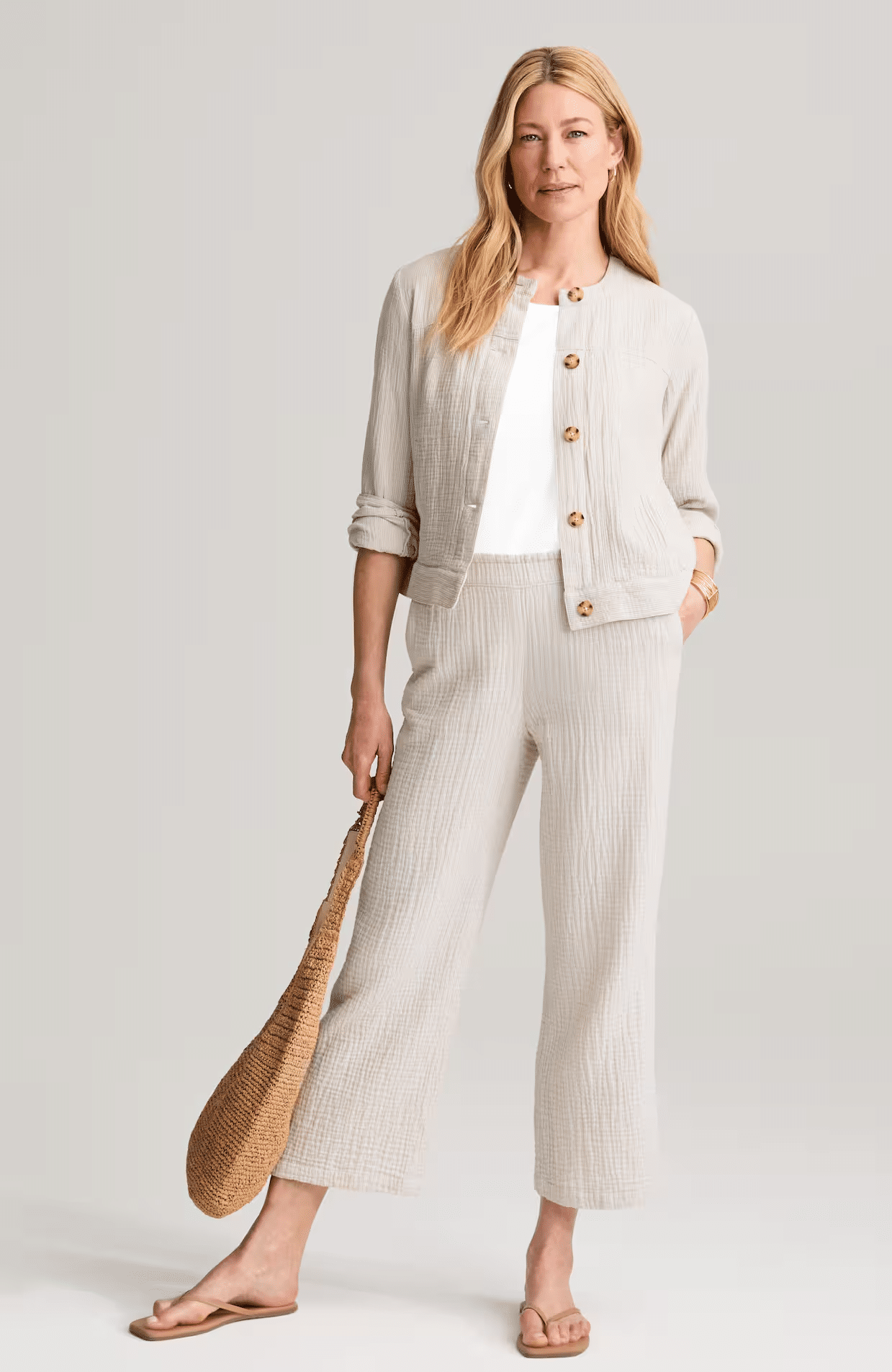 jjill cotton gauze wide leg pants