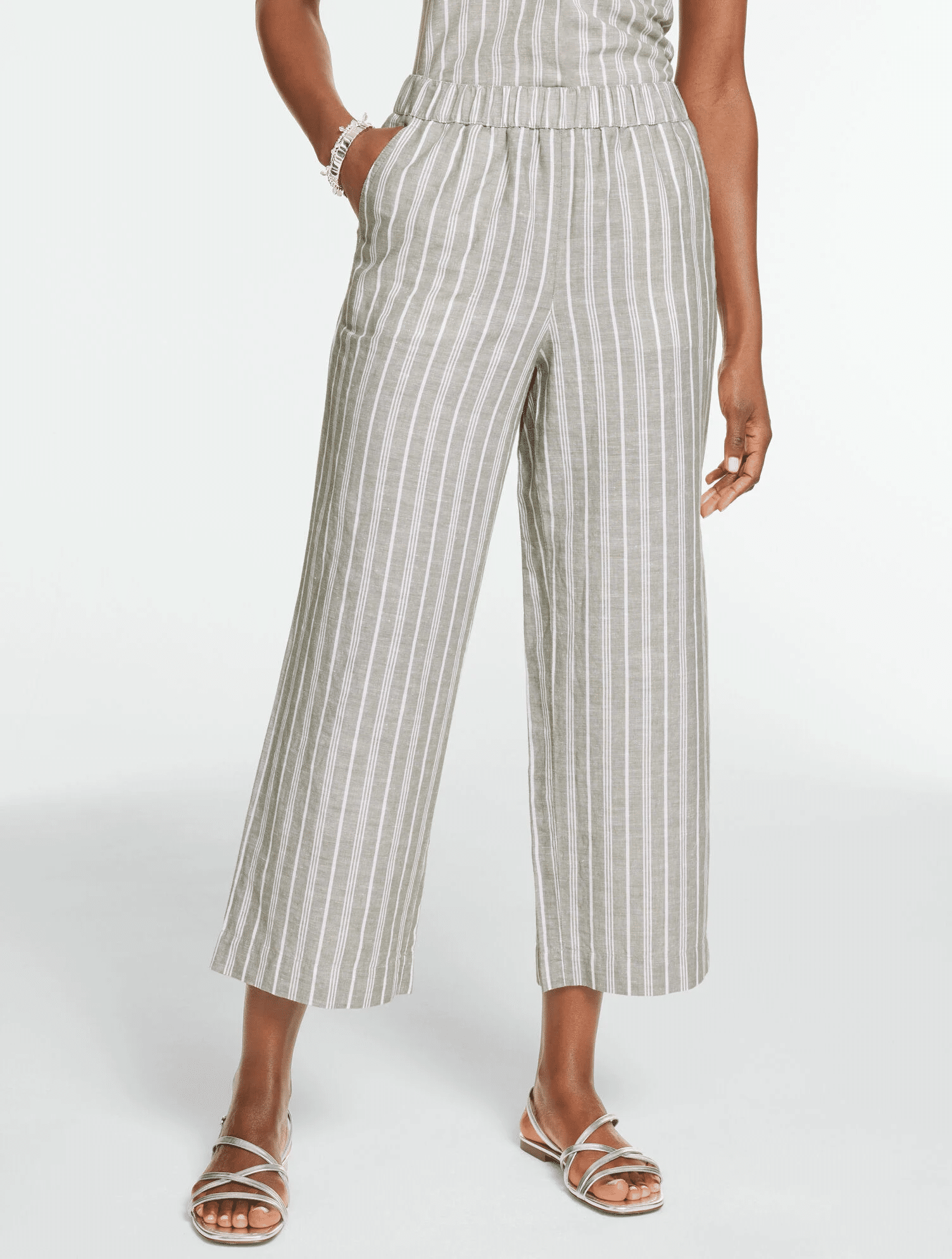talnots washed linen wide crop pull-on pants