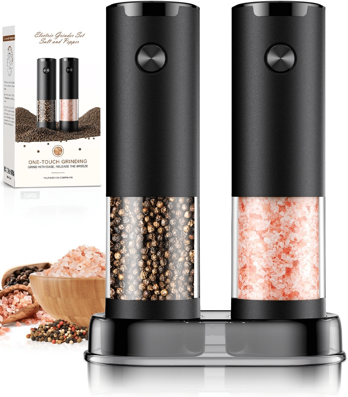 electric salt and pepper grinder set