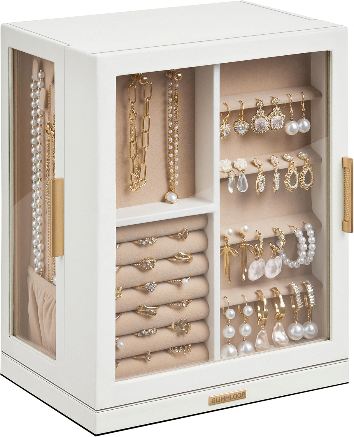 360 degree rotating jewelry box with 5 drawers