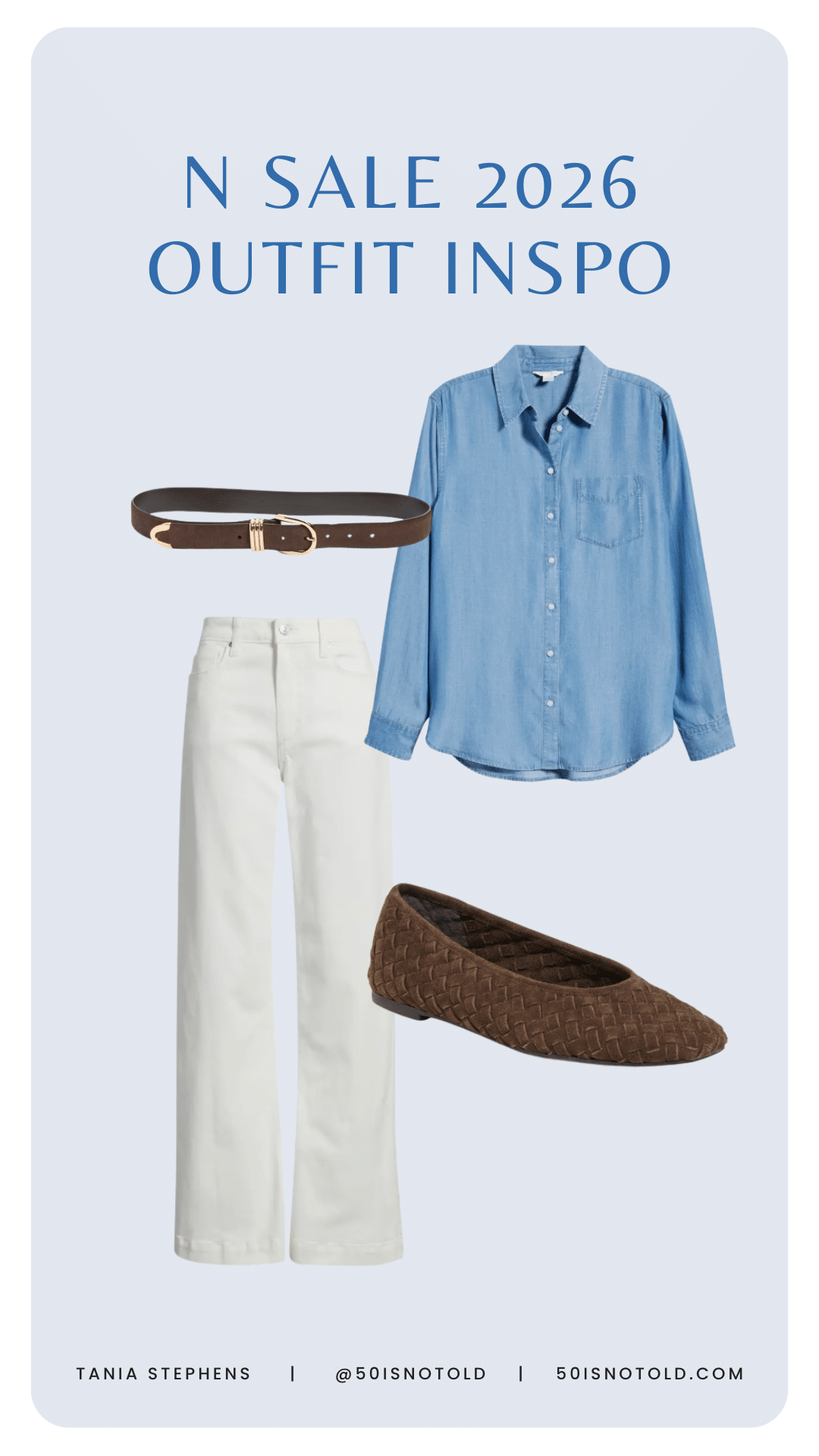 Classic Casual Chambray Top and White Pant Outfit from the Nordstrom Sale 2026