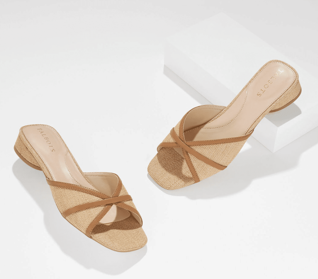Talbots woven block heel slides