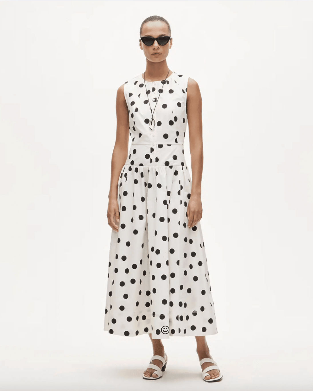 J.Crew Button-front dress in dot-print cotton poplin