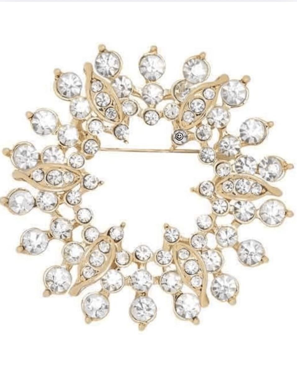 Gold-Tone Rhinestone Crystal Brooch