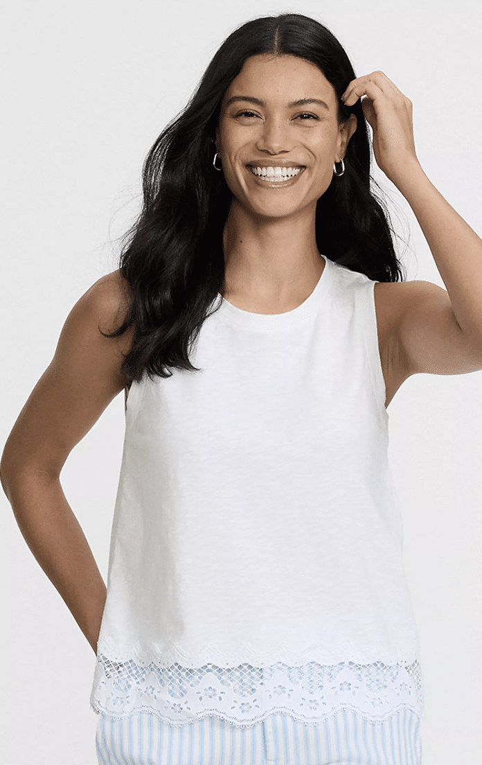lands end lace trim tank