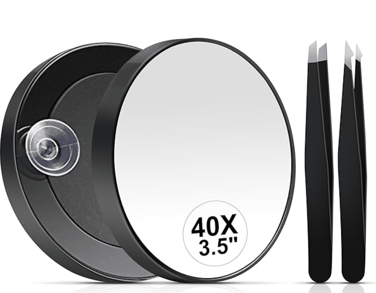 MIYADIVA 40X Magnifying Mirror and Tweezers